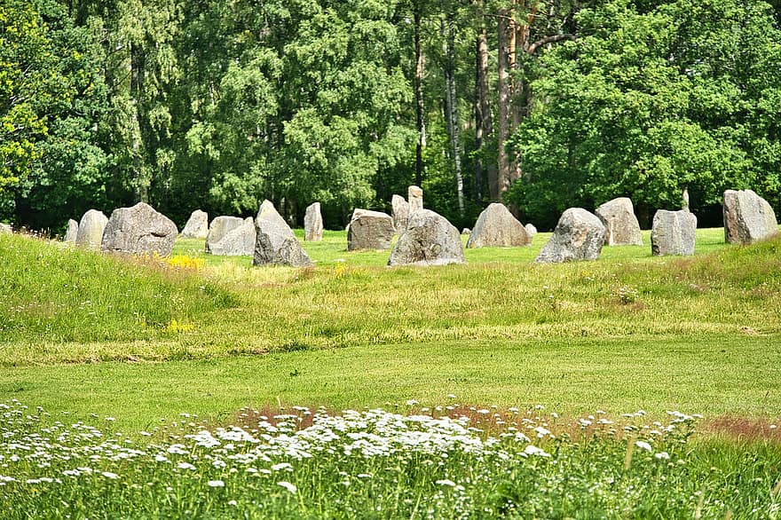 círculo de piedra, bosque, campo, religión, Monumento