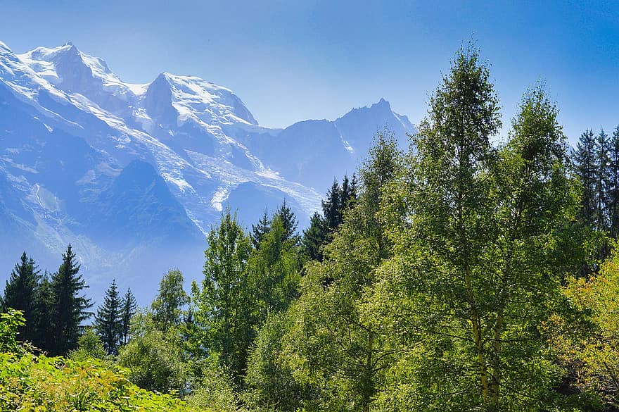 ภูเขา, ต้นไม้, หมอก, ป่า, ที่ปกคลุมด้วยหิมะ, เทือกเขา, ภูมิประเทศ, ธรรมชาติ, Haute Savoie