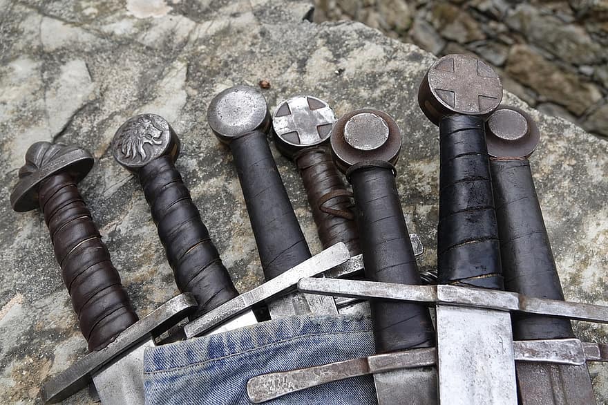 pedang, pertengahan, pisau, bersejarah, viking, perang, tempur, pejuang, senjata