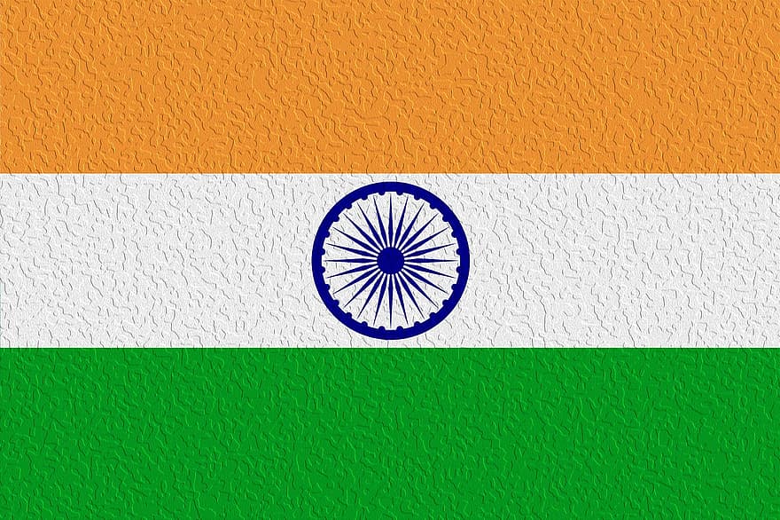 العلم الهندي ، تأثير الطلاء الزيتي ، العلم ، الهند ، الالوان الثلاثة ، بلد ، الأمة ، الوطني ، لافتة ، دوم ، حكومة