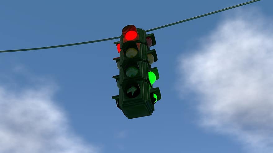 semáforo, vermelho, amarelo, verde, tráfego, sinal, estrada, placa, interseção, leve