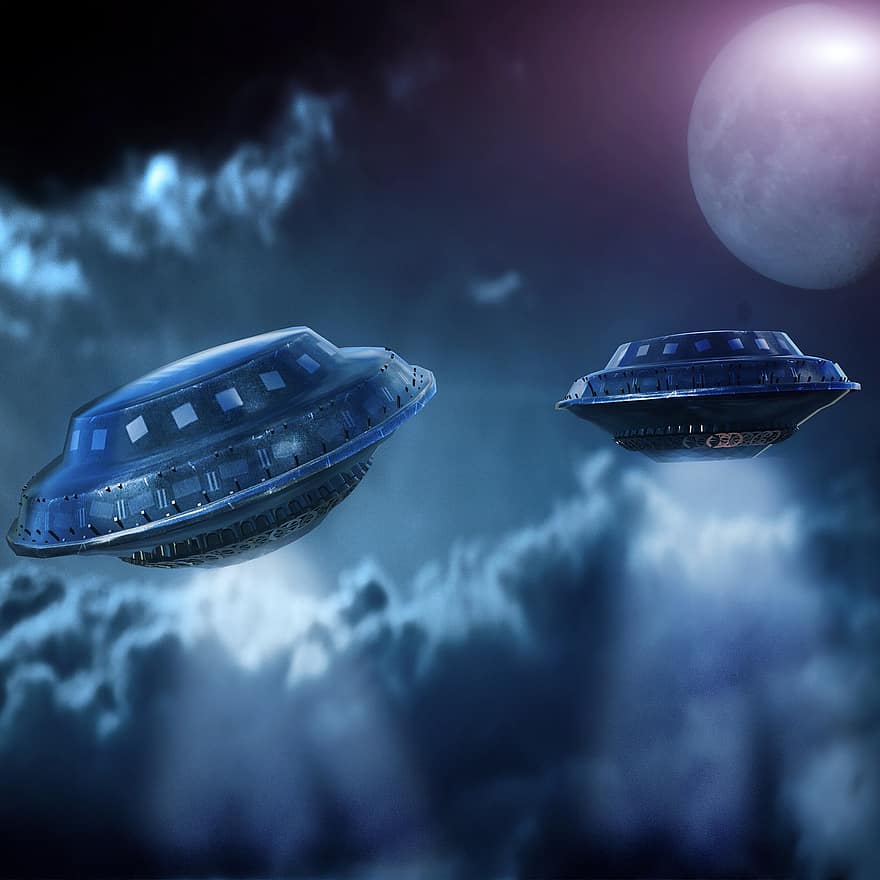 UFO、未来、進む、未来的な、宇宙船、宇宙、スペース、スペースクルーザー、SF、サイエンスフィクション、エイリアン