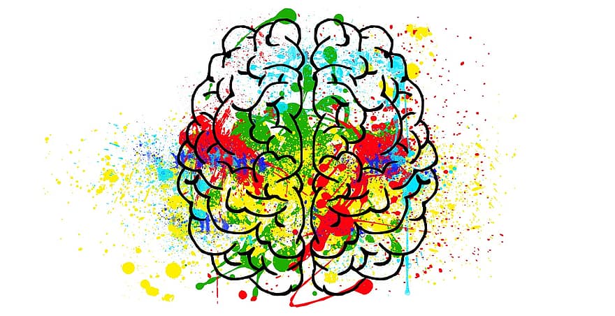 hjerne, sind, psykologi, ide, hjerter, kærlighed, tegning, splittet personlighed, tanke, kaos, tvivl