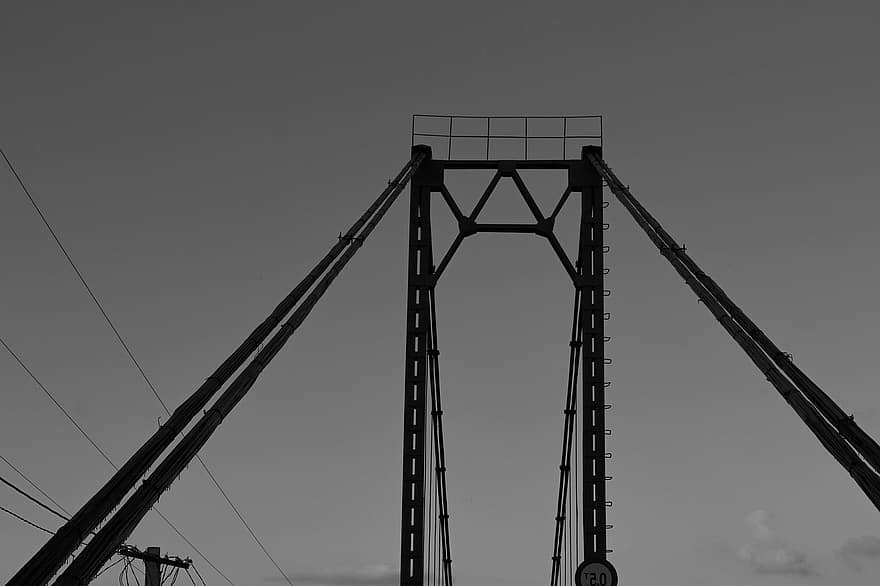 bro, Urban, by, monokrom, stål, arkitektur, transport, silhouette, blå, anleggsbransjen, metall