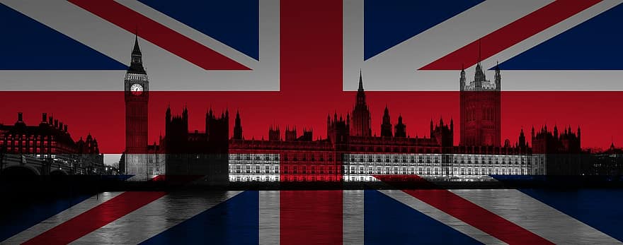 Londres, Gran Bretaña, bandera de Reino Unido, Westminster, parlamento