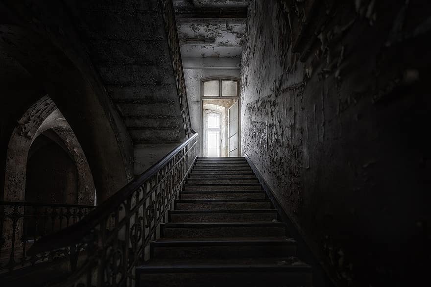 Pfor, Lost Places, Stairs, Building, Dark, Abandoned, Hallway, Light, Mystical, indoors, architecture