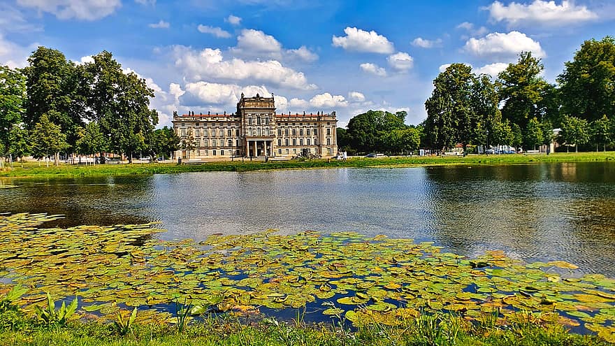 Дворецът Лудвигслуст, езерце, Германия, Лудвигслуст, Güstrow, архитектура, музей