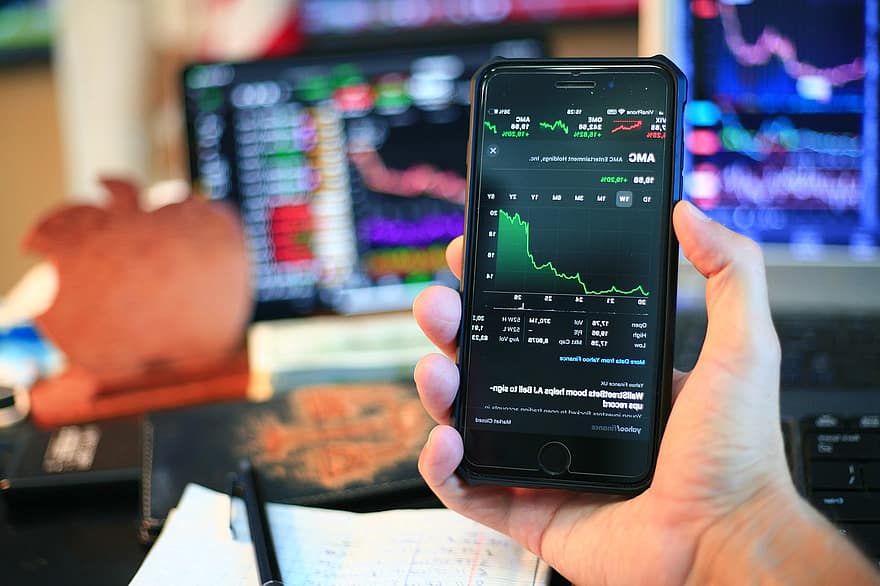Stock Market, Chart, Trading, Stocks, Mobile Phone, Investment, Amc, Gme, Bubble, Crash, Market