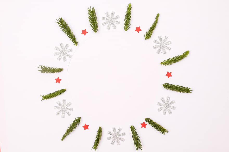 tło, Boże Narodzenie, rama, granica, ornament, dekoracja, gałąź jodła, płatek śniegu, gwiazda, Adwent, dekoracje