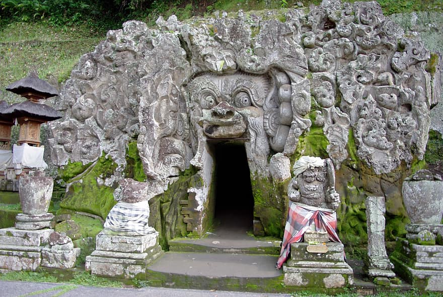 Bali, Kuil, patung, gua, pendeta, bekas, goa gajah, Hinduisme, menyembah, Ganesh