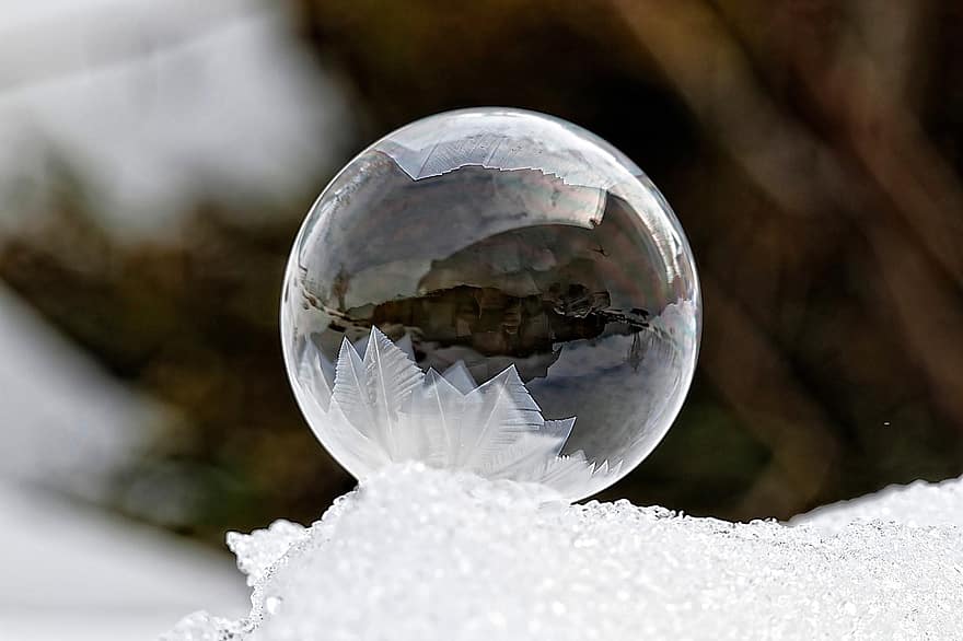 ฟอง, ลูกบอล, รูปทรงกลม, น้ำแข็ง, น้ำค้างแข็ง, แช่แข็ง, หนาว
