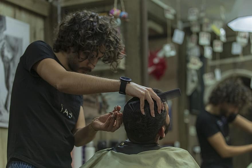 fryzjer, mężczyźni, ostrzyżenie, stylista, irański, perski, ludzie, styl życia, praca, biznes, Miasto Mashhad