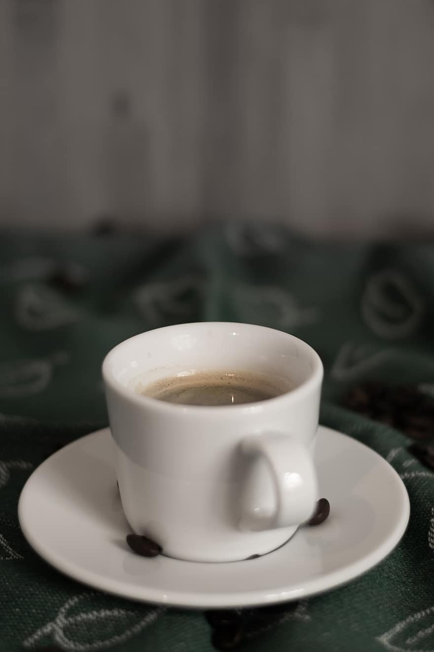 कॉफ़ी, कप, पीना, एस्प्रेसो, क्लोज़ अप, तपिश, तापमान, कफ़ि की प्याली, टेबल, पृष्ठभूमि, कैफीन
