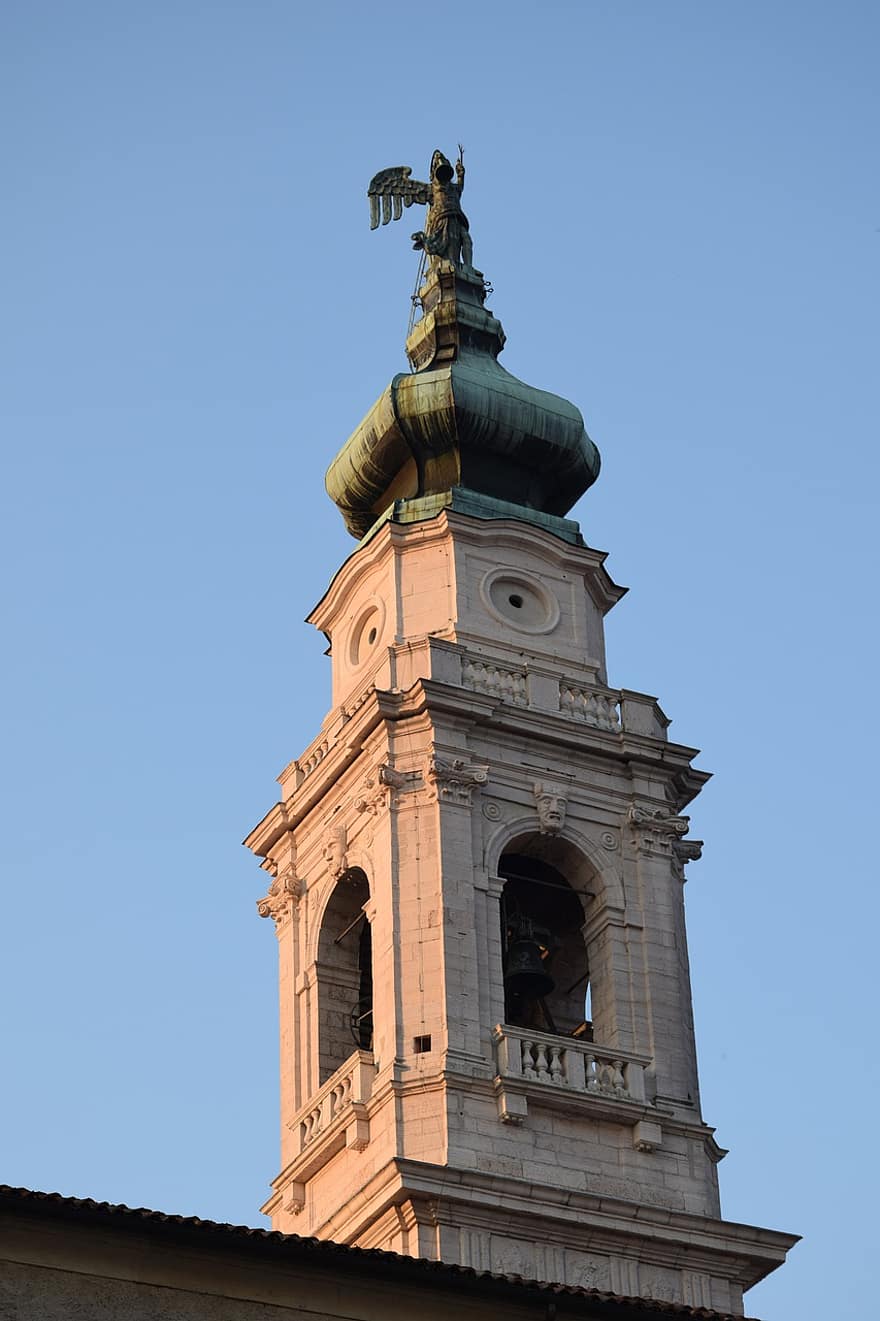 clocher, statue, église, Belluno, ange, sculpture, la tour, architecture, christianisme, religion, endroit célèbre