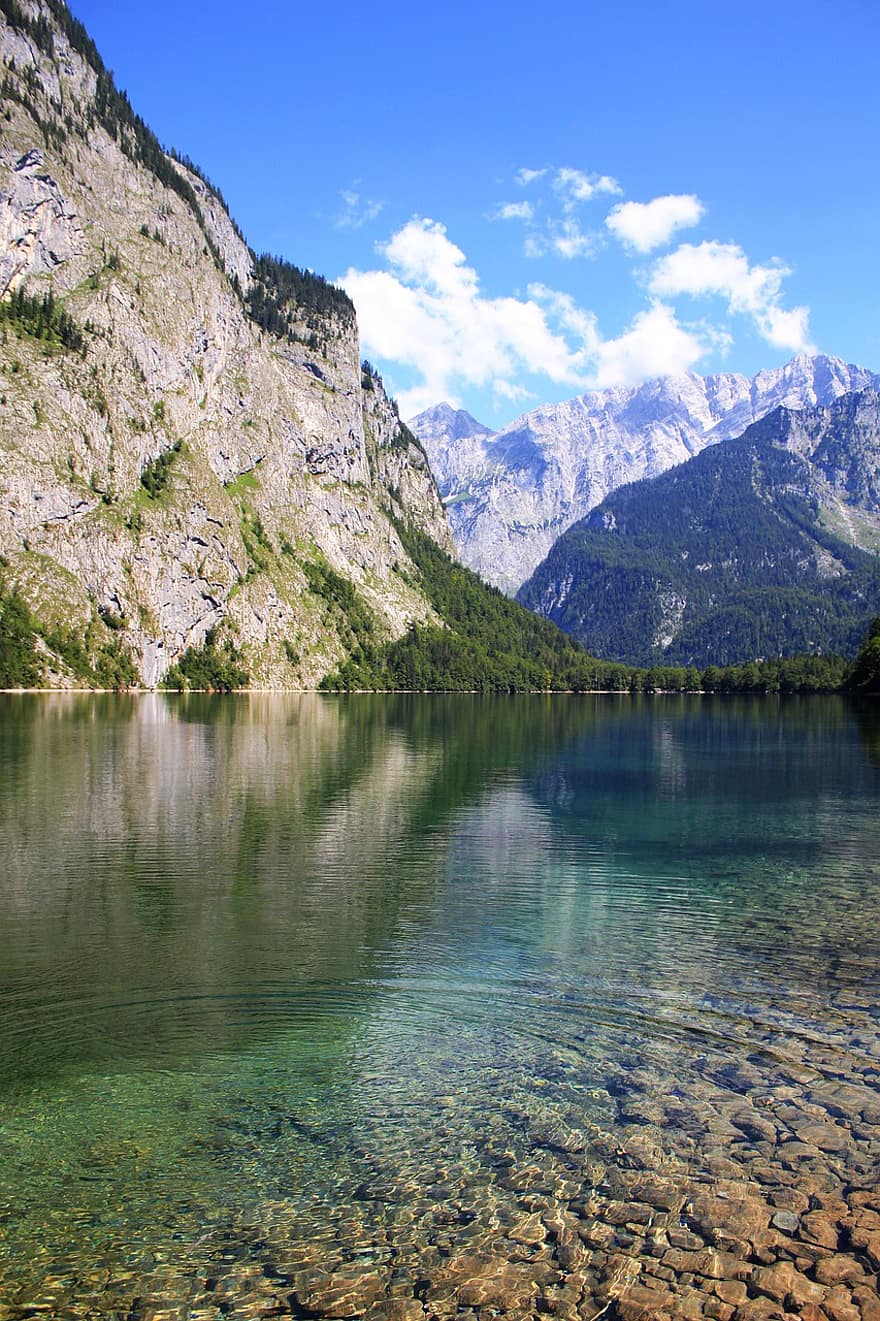 munţi, lac, apă, bavaria, Munte, peisaj, vară, pădure, Culoarea verde, albastru, varf de munte