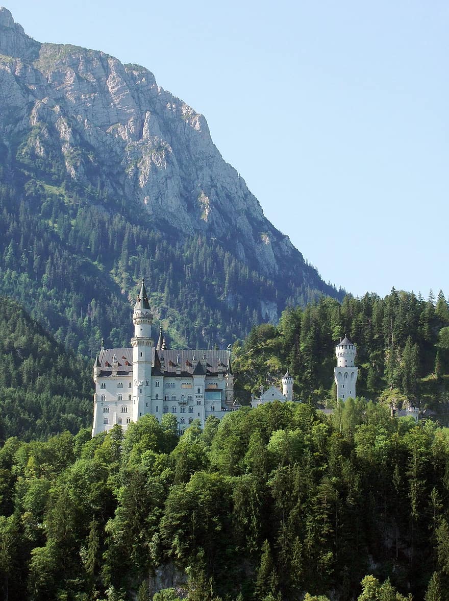neuschwanstein slott, bayerske, Tyskland, 19, århundre, vakker, schwangau, berømt, tårn, turisme, tur