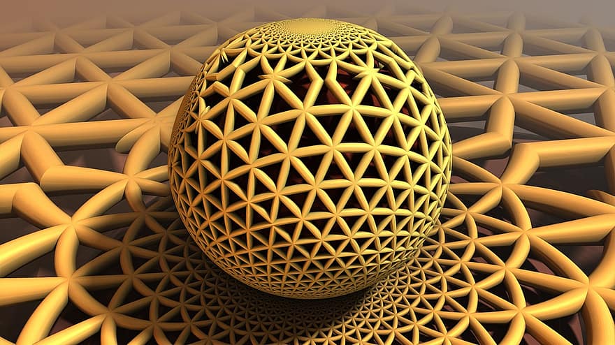 fractal, pallo, 3d, taustaa, monimutkainen, futuristinen