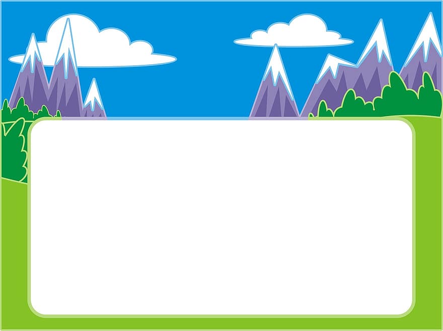 fundo, em branco, cartão, grama, verde, colinas, convite, Prado, montanha, natureza, picos