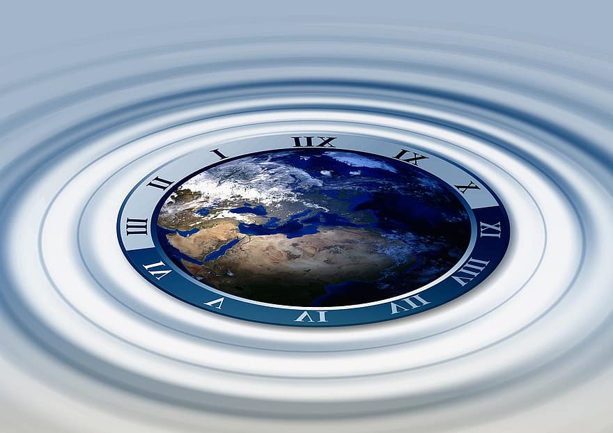 óra, földgolyó, föld, világ, víz, hullám, beállítás, idő, földi óra, kontinensek, szellem
