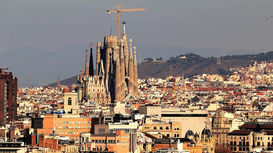 barcelona, sagrada família, bažnyčia, katalonija, gaudi, architektūra, Ispanija, miesto vaizdą, žinoma vieta, pastato išorė, miesto panorama