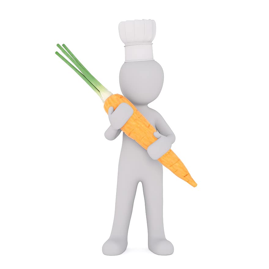 овочі, здоровий, вітамін, веган, морква, білий самець, 3D модель, ізольовані, 3d, модель, повне тіло