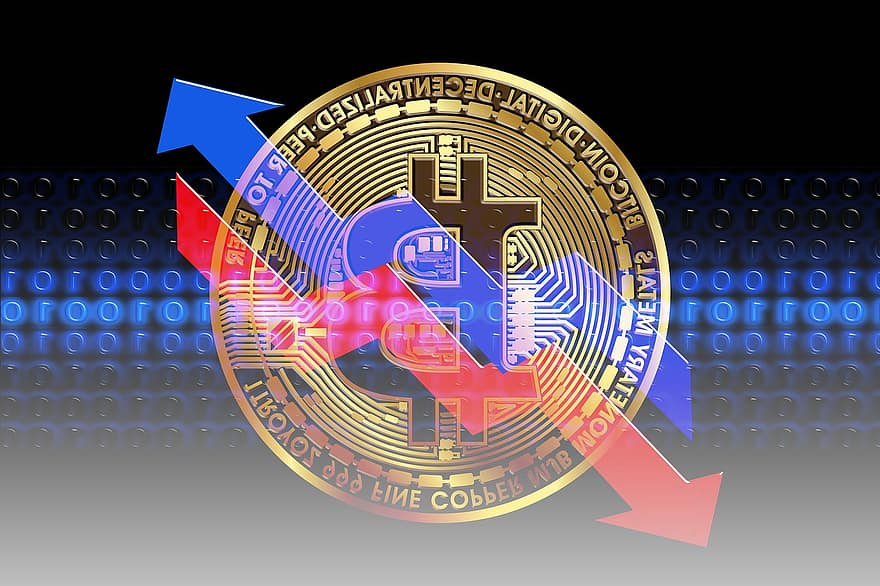 bitcoin, verlies, beurs, winst, delen, stijgen, cryptogeld, valuta, geld, hand-, houden