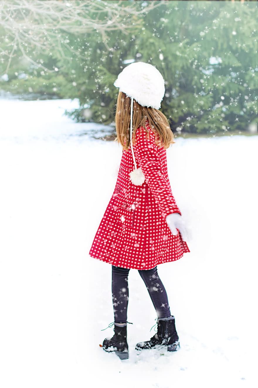 Girl, Snow, Winter, Childhood, Season, Outdoors, child, one person, cute, girls, cheerful