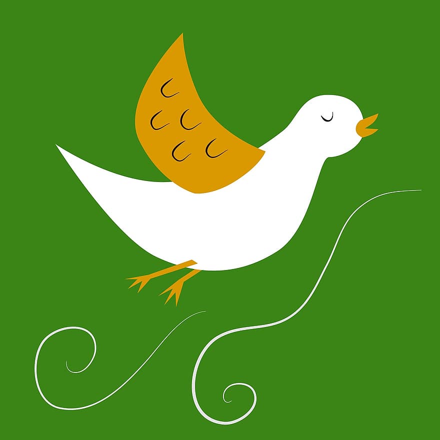 мультфильм, птица, дизайн, летающий, Зеленый мультфильм