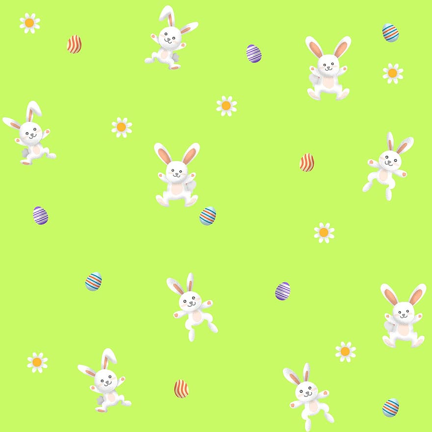påsk, påsk bakgrund, Påskmönster, Kaninmönster, kaniner, påskägg, påskdagen, kanin, söt, vektor, illustration