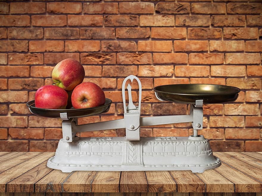 تفاح ، فاكهة ، مقياس ، ينتج ، وزن ، توازن ، صحي ، عضوي