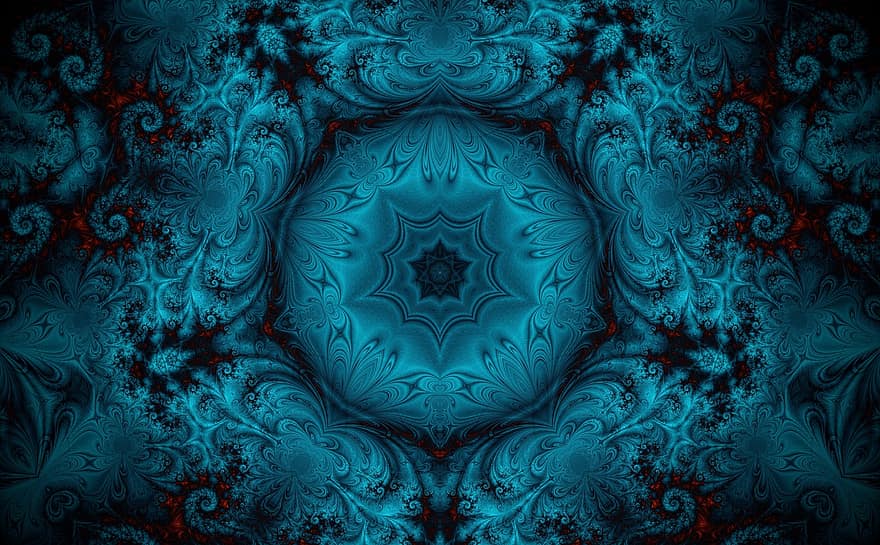 Rosette, Mandala, Kaleidoscope, Blue Wallpaper, Blue Background, Ornament, Wallpaper, Decor, Decorative, Symmetric, Texture
