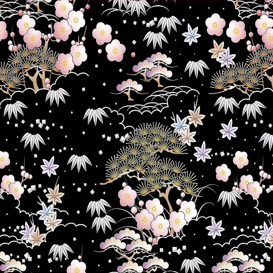 Digital Background, Paper, Floral, Japanese Pattern, Teal, Decorative, Pattern, Texture, Scrapbooking, Vintage, Invitation
