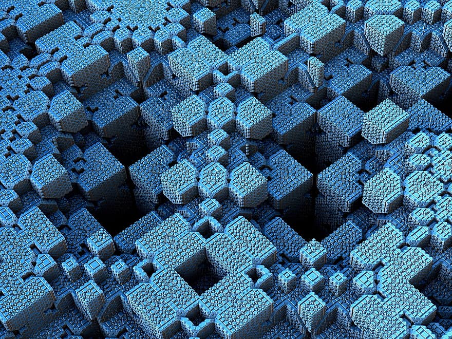cubos, renderizar, 3d, fractal, quadrado, construção