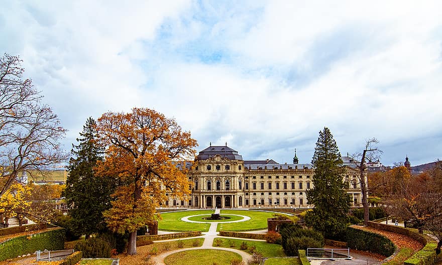 muzeum, architektura, Německo, zahrada, park, hrad, bavaria, podzim, krajina