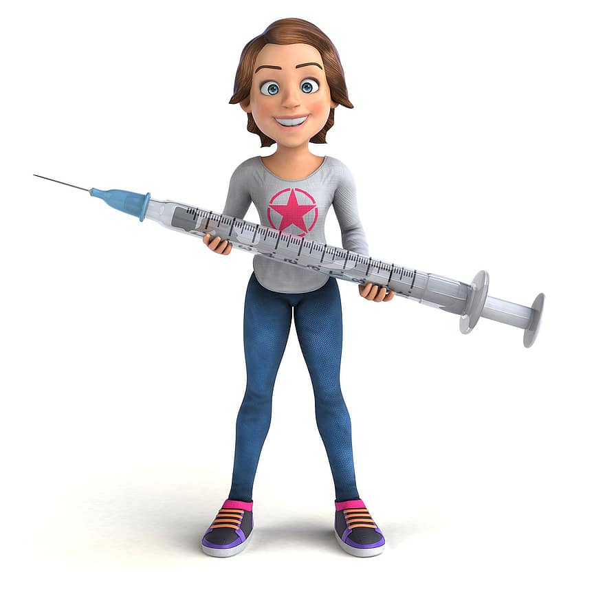 Female, Avatar, Syringe, Injection, Vaccine, Vaccination, Girl, Teenager, Drug, Medicine, Medical