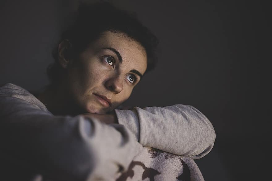 Portrait, Woman, Watch, Watching Tv, Girl, Unhappy, Emotional, Sad, Single, Home, Television