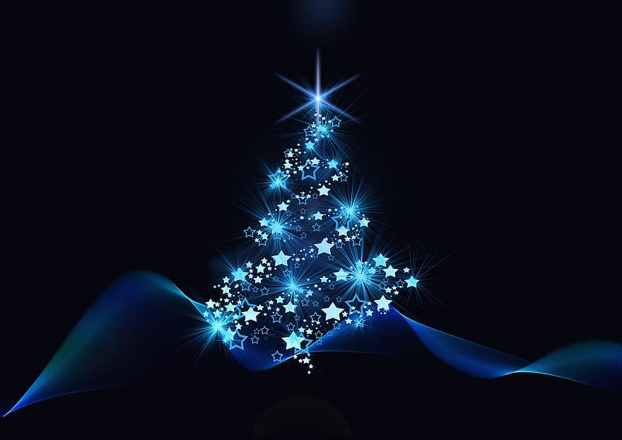 Natal, azul, Preto, motivo de natal, advento, decorações de árvores, decoração, véspera de Natal, árvore de abeto, Papai Noel, época de Natal