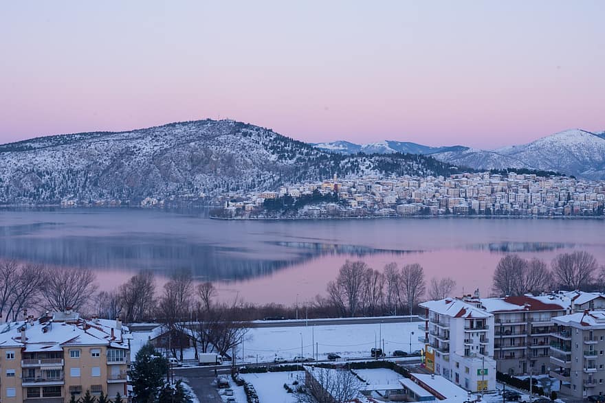 cielo, natura, Stupefacente, incredibile, tempo metereologico, Kastoria, Grecia, nuvole, la neve, montagna