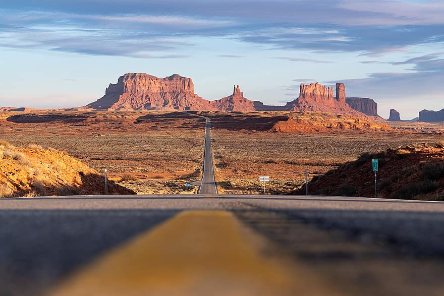 Valle del monumento, Desierto, la carretera, autopista, camino, ruta, Forrest Gump Point, viaje, Arizona, Utah, America
