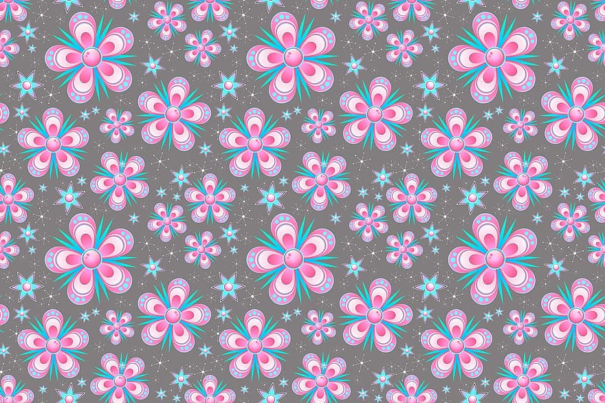 naadloos patroon, bloemen, roze, achtergrond, structuur, naadloos, patroon, blauw, bloemenpatroon