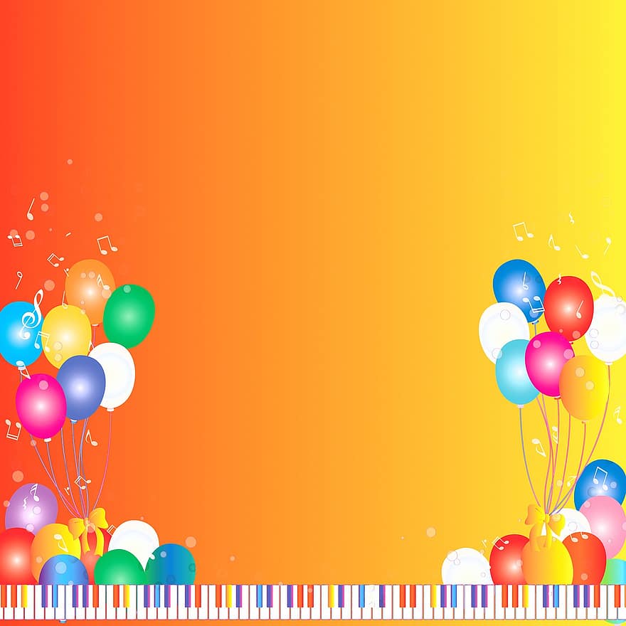 Digital Paper, Border, Balloons, Piano, Bright Colors, Design, Paper, Spectrum, Decoration, Creative, Decorative