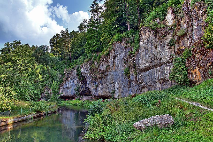 fiume, roccia, acqua, bach, natura, torrente, panoramico, pietre, Regnitz