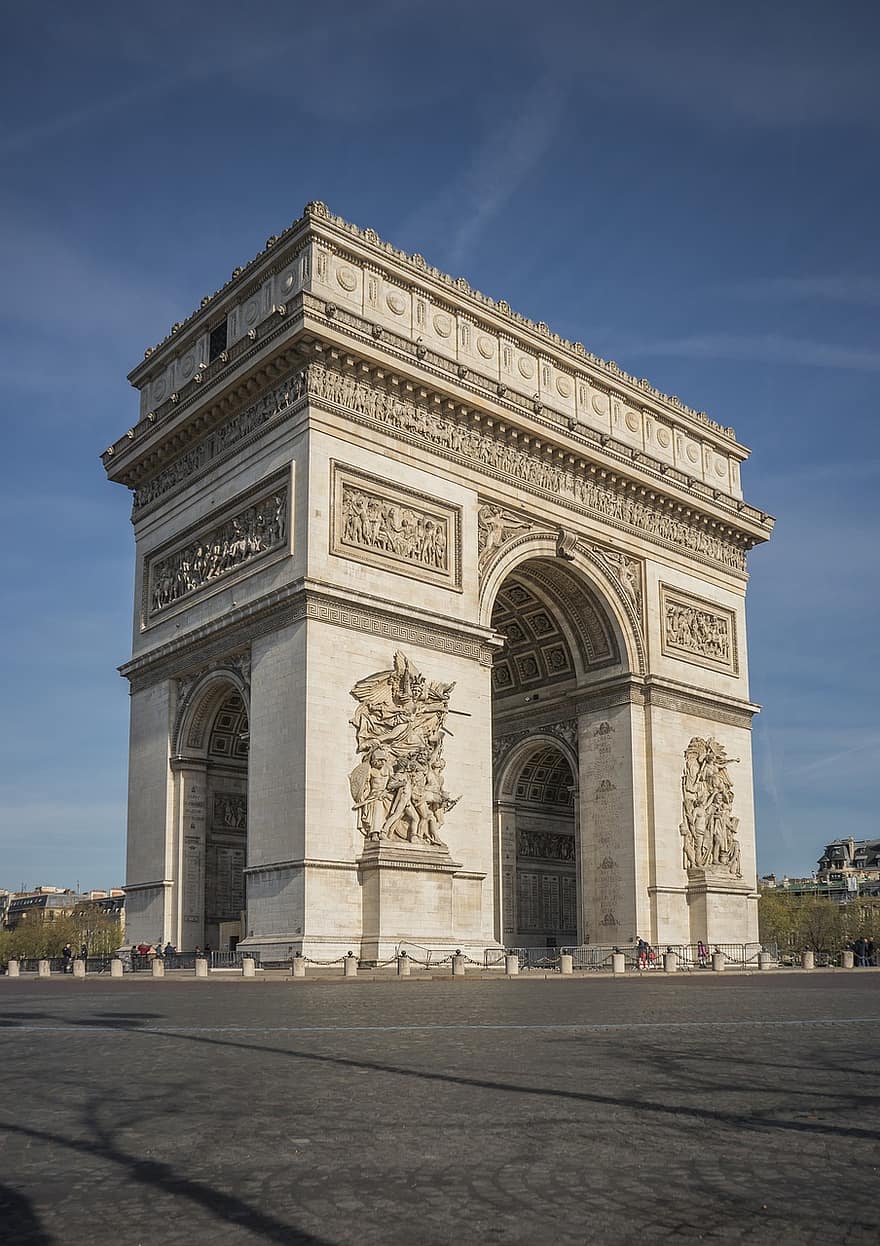 Триумфалната арка, Париж, Франция, Европа, туризъм, пътуване, победа, забележителност, градска почивка, пътуване до града, Шанз-Елизе