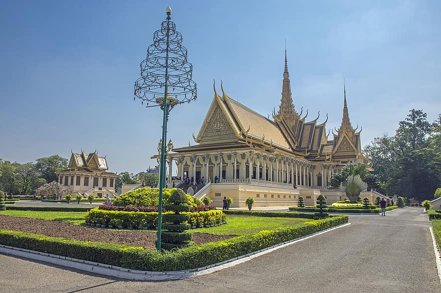 sudraba pagoda, budistu templis, Kambodža, arhitektūra, phnom penh, slavenā vieta, reliģiju, kultūras, budisms, ēkas ārpuse, vēsture
