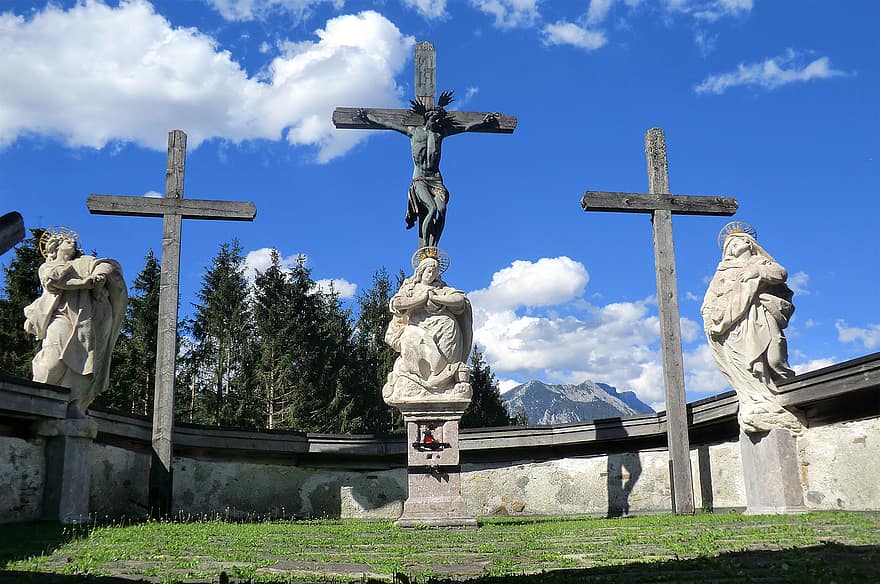 кръстове, гробище, Австрия, християнство, място на поклонник, архитектура, религиозна сграда, Калварианска планина, кръст, религия, католицизъм