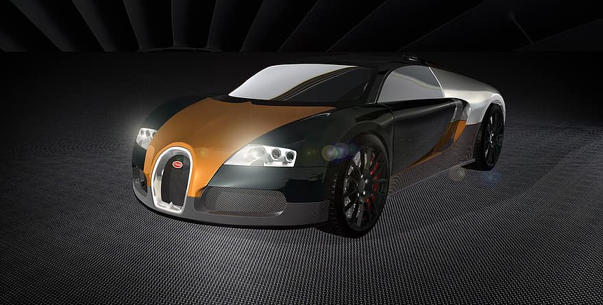 bugatti, Veyron, automóvil, auto, bolide, 1000ps, prototipo, representación, textura, 3d