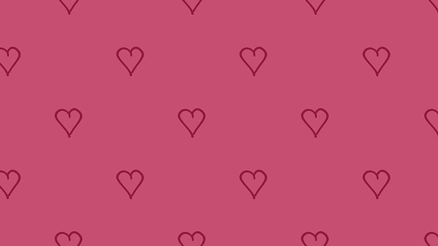 Hearts, Love, Pink, Romantic, Valentine, Valentine's Day, Doodle, Hand Drawn, Line Art, Design, Pattern