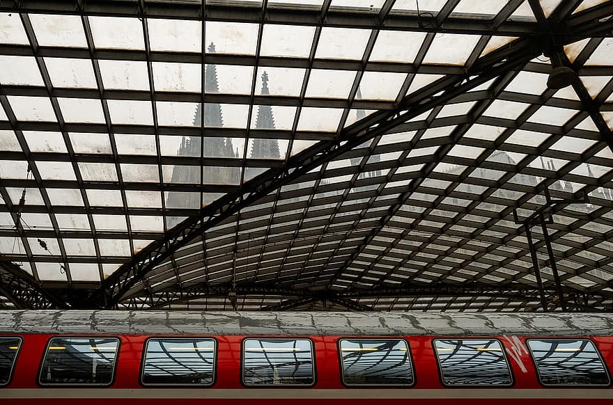 κεντρικό σταθμό της Κολωνίας, σιδηροδρομικός σταθμός, Κολόνια, αρχιτεκτονική, πόλη, Μεταφορά, δομημένη δομή, εντός κτίριου, μοντέρνο, ταξίδι, παράθυρο