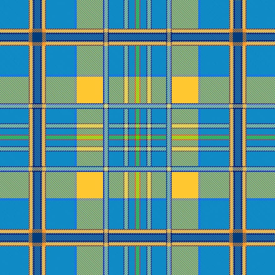 plaid, Schotse ruit, Schots, blauw, geel, lente groen, patroon, ontwerp, structuur, plein, rustiek