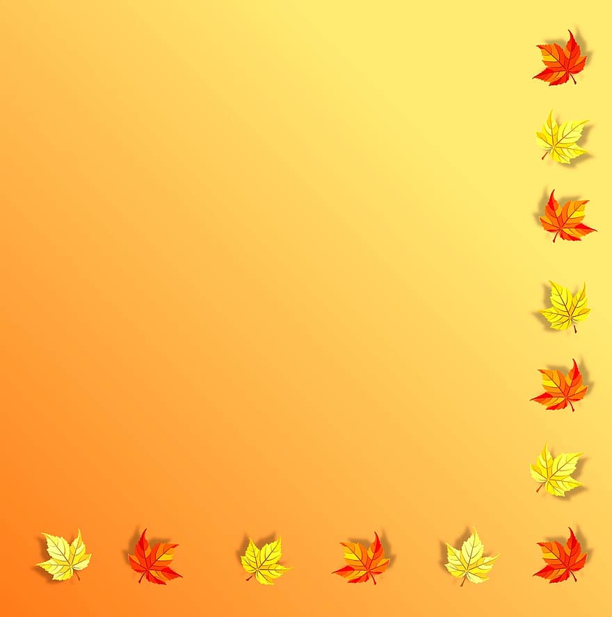 есен, падане, 3d, листа, оранжев, жълт, червен, градиент, цветен, октомври, ноември